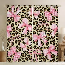 Manfei Watercolor Bowknot Teens Black Out Curtains, Fashion Leopard Cheetah Print Curtains Pack of 2 (42x63 Each), Buffalo Ribbon Bedroom Curtains, Curtains and Drapes Decor