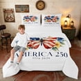 thumbnail image 1 of Manfei Watercolor Butterfly Full Size Comforter Sets, America 250 Floral Print Bedding Comforter Set, White, Polka Dots Reversible 3-Piece, 1 Comforter and 2 Pillowcases, 1 of 6