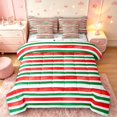 thumbnail image 1 of Manfei Watercolor Candy Stripe 7-Piece King Bedding,Dreamy Christmas King Bed in a Bag,Red White,Christmas Reversible, 1 of 6