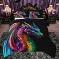 thumbnail image 1 of Manfei Watercolor Cartoon Dragon Bedding Comforter Set,Western Fantasy Animal Twin Comforter Sets,Colorful Ombre Bedding Set For Kids,Microfiber Bedroom Decor Reversible,2pcs, 1 of 8