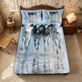thumbnail image 1 of Manfei Watercolor Cows Fitted Sheet Queen 3-Piece,Farm Animal Bedding,White Light Blue,1 Fitted Sheet and 2 Pillowcases, 1 of 6