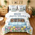 thumbnail image 1 of Manfei Watercolor Dachshund Twin Bedding, Spring Floral Butterfly Bedding Comforter Set, Blue White, Reversible, 7 Pieces, 1 of 6