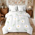 thumbnail image 1 of Manfei Watercolor Daisy King Bedding 7pcs,Chic Flowers King Bed in a Bag,Reversible, 1 of 6