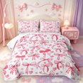 thumbnail image 1 of Manfei Watercolor Dot Bow Twin Quilt Set,Pink Heart Print Twin Coverlet Set,3-Piece,1 Bedspread and 1 Pillowcase, 1 of 7