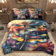 thumbnail image 1 of Manfei Watercolor Dragonfly Bedding Comforter Set 7pcs, Chic Floral Flower King Bedding Sets, Oil Painting Bed Sheets, Luxury Bedroom Decor, 1 of 8
