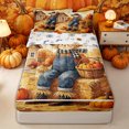 thumbnail image 1 of Manfei Watercolor Fall Scarecrow Zipper Full Size Comforter Sets with Fitted Sheet and 2 Pillowcases for Kids, Orange Autumn Pumpkin Farm Zipper Bedding Set, Halloween Reversible, 4 Pieces, 1 of 6