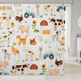 thumbnail image 1 of Manfei Watercolor Farm Shower Curtain 72Wx72L, Rustic Cow Animal Bathroom Curtain, White, 1 of 5