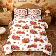 thumbnail image 1 of Manfei Watercolor Farm Truck Full Size Bedding Sets for Kids, Orange Fall Sunflower Maple Full Size Bed in a Bag, Halloween Reversible, 7pcs, 1 of 7