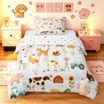 thumbnail image 1 of Manfei Watercolor Farm Twin Comforter Sets, Rustic Cow Animal Bedding Set, White, Polkadot Reversible, 2 Pieces, 1 Comforter and 1 Pillowcase, 1 of 7