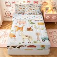 thumbnail image 1 of Manfei Watercolor Farm Zipper Queen Comforter Set with Fitted Sheet and 2 Pillowcases, Rustic Cow Animal Zipper Bedding Set, White, Polkadot Reversible, 4 Pieces, 1 of 7