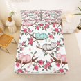 thumbnail image 1 of Manfei Watercolor Floral Cat Fitted Sheet Full, Blossom Branch Bed Set, Pink White, 3 Pieces, 1 Fitted Sheet and 2 Pillowcases, 1 of 6