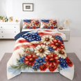 thumbnail image 1 of Manfei Watercolor Floral Queen Comforter Set,Retro Us Flag Comforter Sets Queen,Red White,Navy Blue Reversible,3pcs,1 Comforter and 2 Pillowcases, 1 of 7