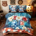 thumbnail image 1 of Manfei Watercolor Flower Jar Twin Bedding, Patriotic Daisy Flower Bedding Comforter Set, Red White Blue, Black Reversible 7pcs, 1 of 6