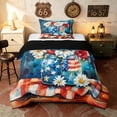 thumbnail image 1 of Manfei Watercolor Flower Jar Twin Comforter Sets, Patriotic Daisy Flower Bedding Set, Red White Blue, Black Reversible 2pcs, 1 Comforter and 1 Pillowcase, 1 of 6
