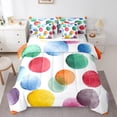 thumbnail image 1 of Manfei Watercolor Geometric Circle 7 Pieces Bedding Comforter Set,Ink Painting Art Full Bedding Set,Colorful Dots Fitted Sheet Flat Sheet For Boys Girls,Microfiber Bedroom Decor Reversible, 1 of 8