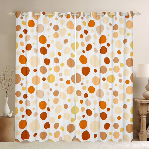Manfei Watercolor Geometric Circle Blackout Curtains Set of 2 (52x84 Each),Ink Painting Art Window Curtains,Orange Brown Curtains and Drapes For Boys Girls,Microfiber Bedroom Decor