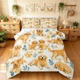 thumbnail image 1 of Manfei Watercolor Golden Dog King Size Comforter Sets, Leaf Foliage Comforters King Size, Cream Khaki, Polkadot Reversible, 3 Pieces, 1 Comforter and 2 Pillowcases, 1 of 7