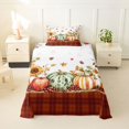 thumbnail image 1 of Manfei Watercolor Harvest Print Twin Sheets for Kids, Thanksgiving Pumpkin Sunflower Bedding, 3-Piece, 1 Flat Sheet, 1 Fitted Sheet and 1 Pillowcase, 1 of 6