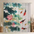 thumbnail image 1 of Manfei Watercolor Lotus Koi Black Out Curtains, Red Carp Pond Curtains Pack of 2 (42x63 Each), Teal Red White, 1 of 6