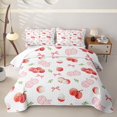 thumbnail image 1 of Manfei Watercolor Lychee Twin Quilt Set for Girls, Pink Gingham Bow Print Twin Coverlet Set, 1 of 7