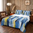 thumbnail image 1 of Manfei Watercolor Ombre Bed Sheets, Abstract Artwork Fuul Size Sheets, Blue Yellow, Navy Reversible 4pcs1 Flat Sheet + 1 Fitted Sheet + 2 Pillowcases, 1 of 6