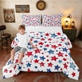 thumbnail image 1 of Manfei Watercolor Patriotic Stars Queen Comforter Set, USA Flag Comforter Sets Queen, Red Blue White, Polka Dots Reversible 3-Piece, 1 Comforter and 2 Pillowcases, 1 of 6