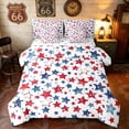 thumbnail image 1 of Manfei Watercolor Patriotic Stars Twin Bedding, USA Flag Bedding Comforter Set, Red Blue White, Polka Dots Reversible 7pcs, 1 of 6