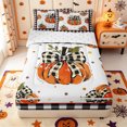 thumbnail image 1 of Manfei Watercolor Pumpkin Print Zipper Twin Comforter Sets with Fitted Sheet and 2 Pillowcases,Harvest Pumpkin Print Zipper Bedding Set,Reversible,4 Pieces, 1 of 7