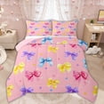 thumbnail image 1 of Manfei Watercolor Rainbow Bow Full Size Comforter Sets, Pink Love Heart Bedding Sets for Girls Women, Pink Reversible, 3-Piece, 1 of 6