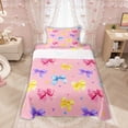 thumbnail image 1 of Manfei Watercolor Rainbow Bow Twin Sheet Sets, Pink Love Heart Bedding for Girls Women, 3-Piece, 1 of 5
