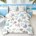 thumbnail image 1 of Manfei Watercolor Seashell Starfish Coral Twin Bedding Sets for Kids Boys and Girls, Coastal Sealife Bedding Comforter Set, Polka Dots Reversible 7pcs, 1 of 6