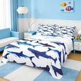 thumbnail image 1 of Manfei Watercolor Shark Full Size Sheets for Kids Boys and Girls, Marine Animal Bed Sheets 4pcs, 1 Flat Sheet, 1 Fitted Sheet and 2 Pillowcases, 1 of 6