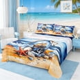 thumbnail image 1 of Manfei Watercolor Ship in a Bottle Full Size Sheets for Kids Boys and Girls, Beach Starfish Seashell Bed Sheets 4 Pieces, 1 Flat Sheet, 1 Fitted Sheet and 2 Pillowcases, 1 of 6