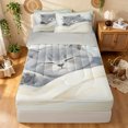 thumbnail image 1 of Manfei Watercolor Sleep Kitten Zipper Twin Comforter Sets with Fitted Sheet and 2 Pillowcases, Kawaii Pet Zipper Bedding Set, Cream Green Blue, Gray Reversible, 4 Pieces, 1 of 7
