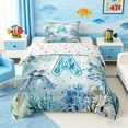 thumbnail image 1 of Manfei Watercolor Underwater Letter A Axolotl Sea Turtle Twin Comforter Sets for Kids Boys and Girls, Nautical Alphabet Print Bedding Set, Stars Reversible 2pcs, 1 Comforter and 1 Pillowcase, 1 of 6