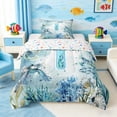 thumbnail image 1 of Manfei Watercolor Underwater Letter I Axolotl Sea Turtle Twin Comforter Sets for Kids Boys and Girls, Nautical Alphabet Print Bedding Set, Stars Reversible 2 Pieces, 1 Comforter and 1 Pillowcase, 1 of 6