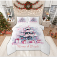 thumbnail image 1 of Manfei Watercolor Xmas Tree Full Size Comforter Sets for Child, Pink Winter Christmas Bedding Comforter Set, Santa Claus Gifts Reversible Bedding Sets, Super Cozy Room Decor, 3 Pieces, 1 of 9