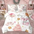 thumbnail image 1 of Manfei Watercolor Xmas Tree Twin Bedding Sets 7-Piece for Kids, Kawaii Pink Reindeer Bedding Comforter Set, Funny Santa Claus Reversible Sheet Sets, Microfiber Bedroom Decor, 1 of 8