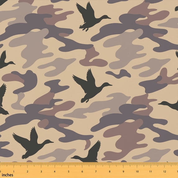 Manfei Waterfowl Camouflage Fabric by the Yard 5 Yards, Mauve Tan Bird ...