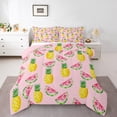 thumbnail image 1 of Manfei Watermelon Print Bedding Comforter Set for Kid, Pink Yummy Fruit Twin Comforter Sets, Kawaii Cartoon Pineapple Reversible Bedding Set, Lightweight Room Decor, 2-Piece, 1 of 8