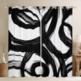 thumbnail image 1 of Manfei Waves Geometric Stripe Black Out Curtains,Retro Graffirti Lines Curtains Pack of 2 (42x63 Each),White Black Bedroom Curtains For Boys Girls,Microfiber Bedroom Decor, 1 of 6