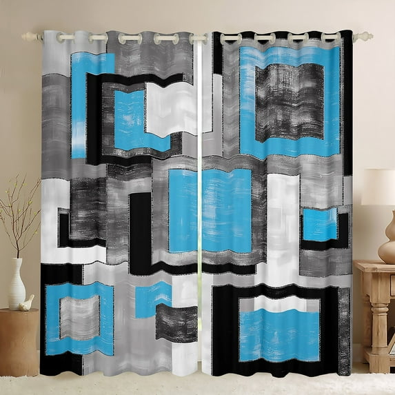 Manfei Western Artwork Blackout Curtains Set of 2 (52x84 Each) for Adult, Vintage Oil Printing Window Curtains, Blue Grey Watercolor Curtains and Drapes, Curtains and Drapes Room Decor