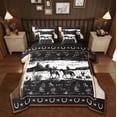 thumbnail image 1 of Manfei Western Aztec 7pcs Bedding Comforter Set,Horse Cowboy Rustic Wild Animal Queen Bedding Sets For Men Women Reversible, 1 of 8