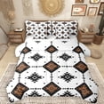 thumbnail image 1 of Manfei Western Bohemian Aztec 7pcs Bedding Comforter Set for Female, Vintage Mandala Triangle Queen Bedding Sets, White Brown Hippie Reversible Queen Sheet Sets, Microfiber Bedroom Decor, 1 of 8