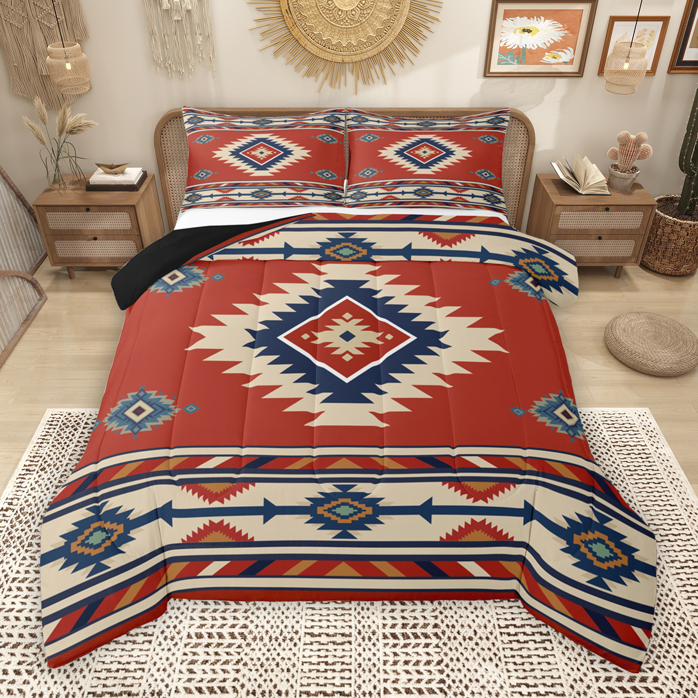 Visual Reference: Manfei Western Bohemian Aztec Full Size Comforter Sets For Female