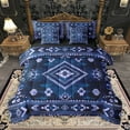 thumbnail image 1 of Manfei Western Boho Print 7pcs Bedding Comforter Set,Ancient Aztec Geometric Queen Bedding Sets,Blue Purple Queen Sheet Sets For Men Women,Super Cozy Room Decor Reversible, 1 of 9