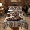 thumbnail image 1 of Manfei Western Boot Bedding Twin Comforter Set, Texas Stars Down Comforter, Farmhouse Cow Print Reversible Duvet Insert, Lightweight Bedroom Decor, 2-Piece, 1 of 8