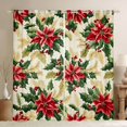 thumbnail image 1 of Manfei Western Christmas Flower Curtains Pack of 2 (42x84 Each),Happy New Year Curtains Blackout,Green Red Beige Bedroom Curtains For Girls,Ultra Soft Home Decor, 1 of 6