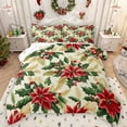 thumbnail image 1 of Manfei Western Christmas Flower Queen Comforter Set,Happy New Year Bedding Sets,Green Red Beige Bedding Comforter Set For Girls,Ultra Soft Home Decor Reversible,3 Pieces, 1 of 8