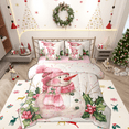 thumbnail image 1 of Manfei Western Christmas Snowman 7pcs Bedding Comforter Set,Pink Berry Green Leaves Queen Bedding Sets,Happy New Year Queen Sheet Sets For Teens,Super Cozy Room Decor Reversible, 1 of 8
